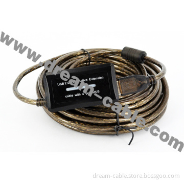 USB 2.0 10m Active Extension Cable with 4 Port Hub